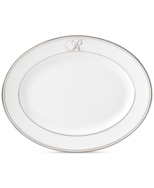 Lenox Federal Platinum Monogram Oval Platter Script Letters