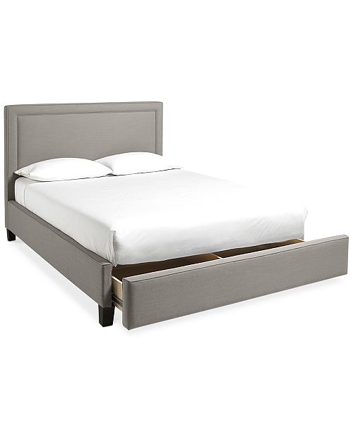 upholstered twin bed with storage drawers