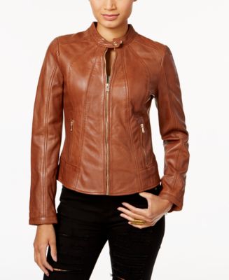 GUESS Leather Moto Jacket & Reviews - Coats & Jackets - Women - Macy's