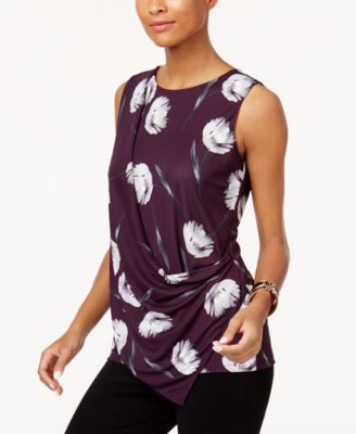 Alfani Women's Gold Asymmetrical Hem Top Size Small