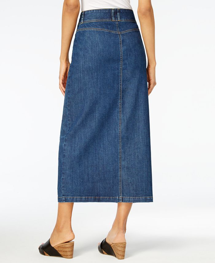 Style & Co Petite Button-Front Denim Maxi Skirt, Created for Macy's ...