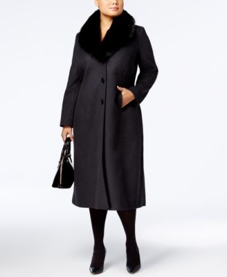 Forecaster - Plus Size Fox-Fur-Trim Maxi Coat