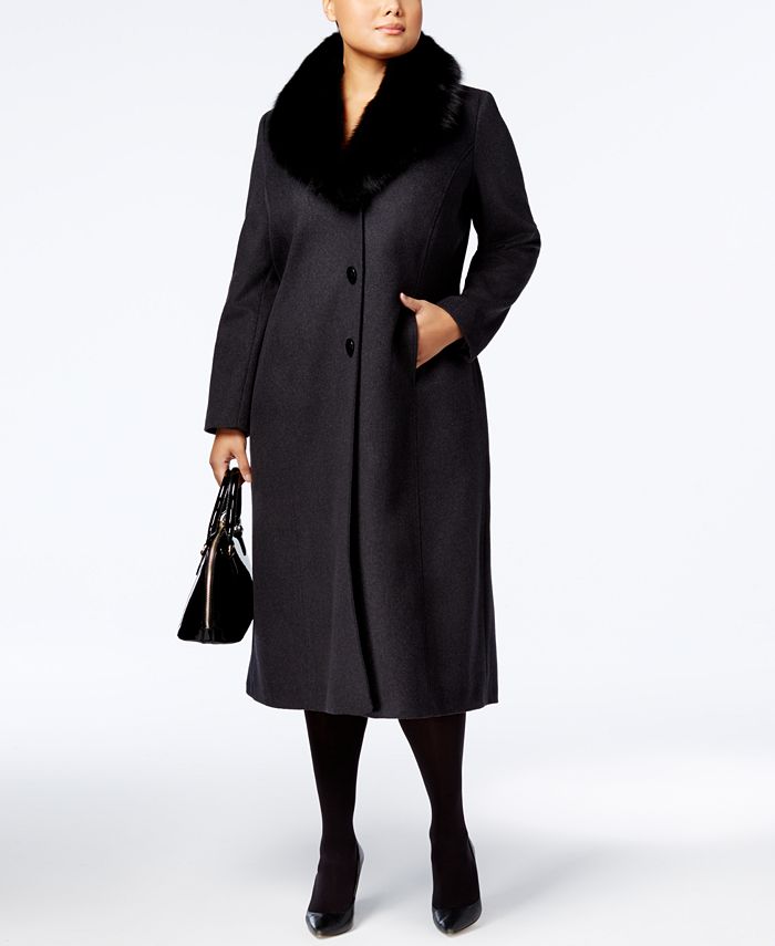 Forecaster Women's Fox Fur Trim Hooded Maxi Coat Black Size 16