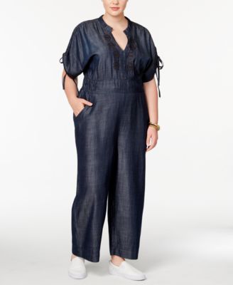 plus size chambray jumpsuit