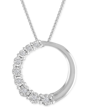 image of Diamond Accent Circle Pendant Necklace in 10k White Gold