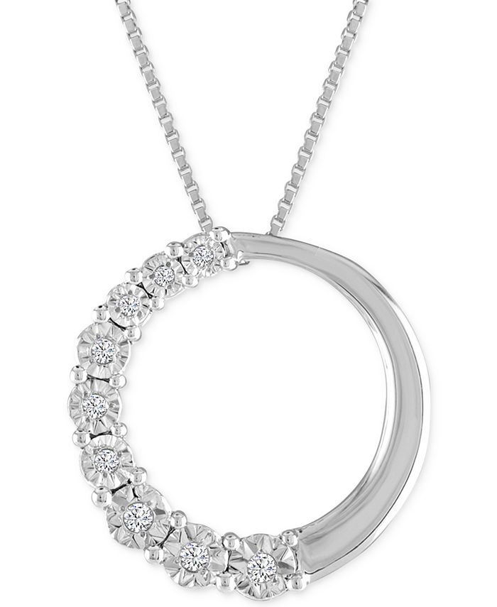 Macy's Diamond Accent Circle Pendant Necklace in 10k White Gold - Macy's