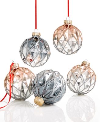 Holiday Lane Set Of 5 Glass Ball Ornaments, Created For Macy's ...