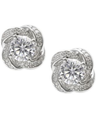 Giani Bernini - Cubic Zirconia Love Knot Stud Earrings in Rhodium-Plated Sterling Silver