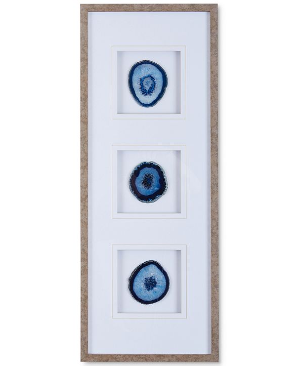 JLA Home Madison Park Blue Agate Trio Framed Stone Wall Art & Reviews Wall Art Macy's