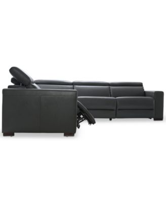 Nevio 5-Pc. Leather "L" Shaped Sectional with 2 Power Recliners with Articulating Headrests, Created for Macy's