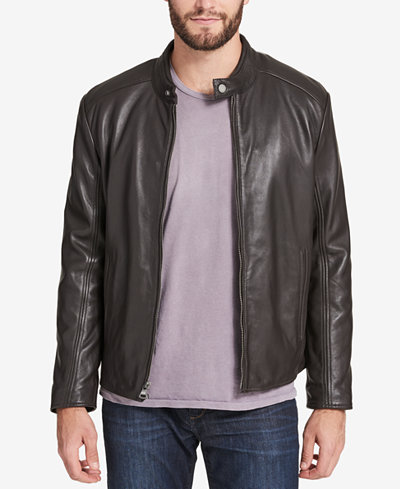 Marc New York Men&#39;s Leather Moto Jacket, Created for Macy&#39;s - Coats & Jackets - Men - Macy&#39;s
