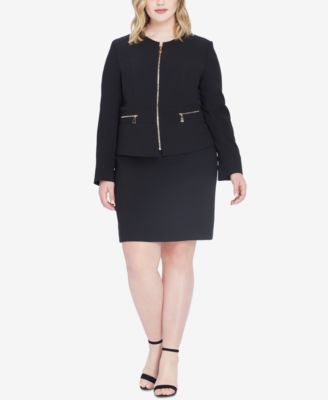 Tahari ASL - Plus Size Zip-Up Skirt Suit