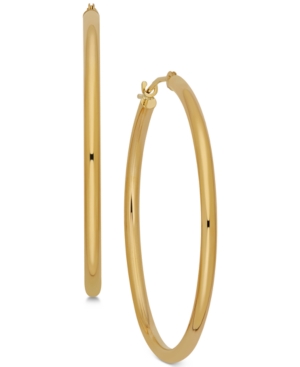 image of Polished Tube Hoop Earrings in 14k Gold