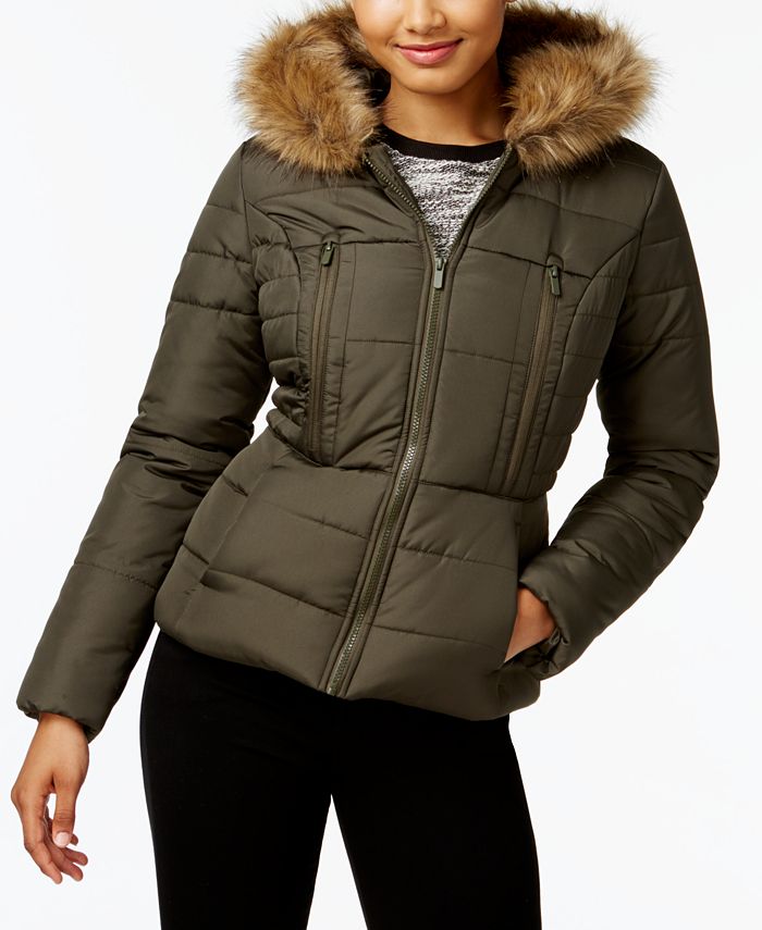 Celebrity Pink Juniors' Faux-Fur-Trim Puffer Coat & Reviews - Coats ...