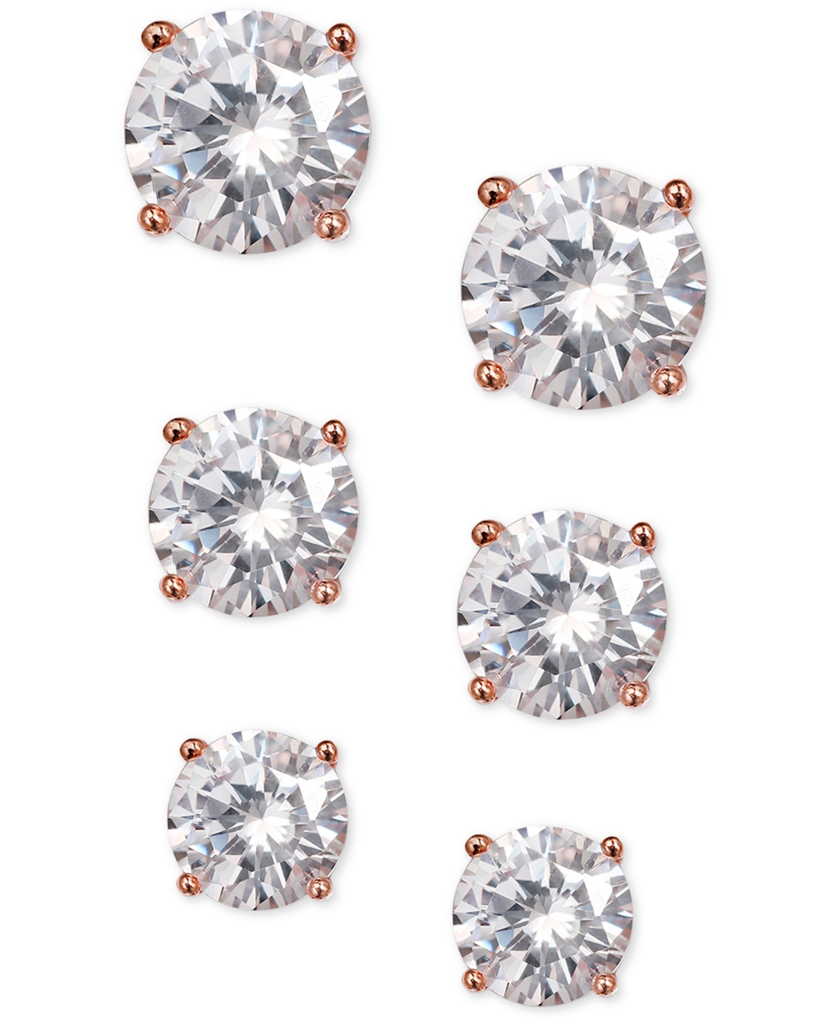 GIANI BERNINI 3-PC. SET CUBIC ZIRCONIA STUD EARRINGS IN ROSE GOLD-PLATED STERLING SILVER, CREATED FOR MACY'S