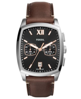 Fossil - Men's Knox Brown Leather Strap Watch 38x32mm
