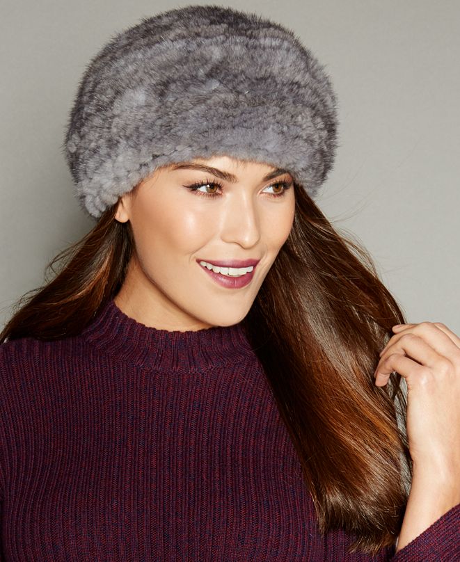 The Fur Vault Knitted Mink Fur Hat & Reviews The Fur Vault Women