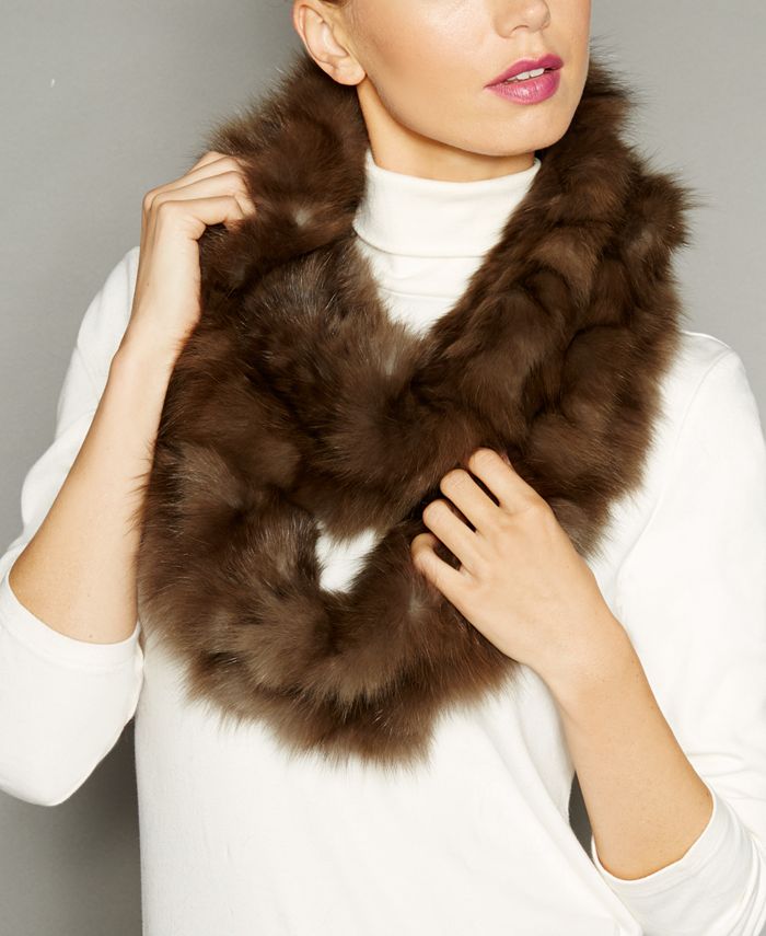 The Fur Vault Knitted Sable Fur Infinity Scarf - Macy's