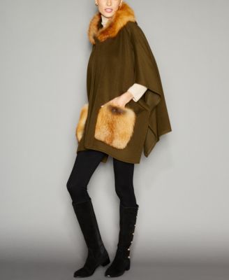 The Fur Vault - Fox-Fur-Trim Wool-Alpaca-Blend Hooded Poncho
