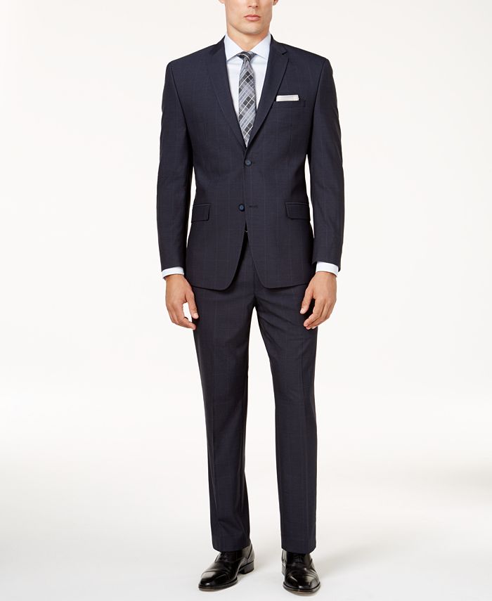 Marc New York by Andrew Marc Men's Classic-Fit Windowpane Stretch Suit ...