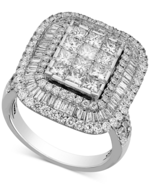 image of Diamond Square Halo Ring (3 ct. t.w.) in 14k White Gold