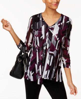 Alfani Printed Asymmetrical Hem Top