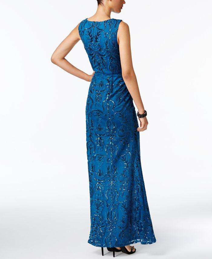 Adrianna Papell Embroidered Sequined Gown - Macy's