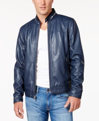 guess faux leather jacket men's