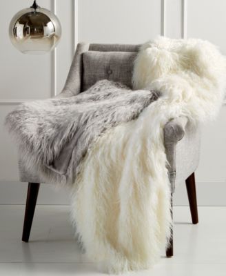 Martha Stewart Collection Faux Mongolian Fur 50 x 60 Throw Created for Macy s Macy s