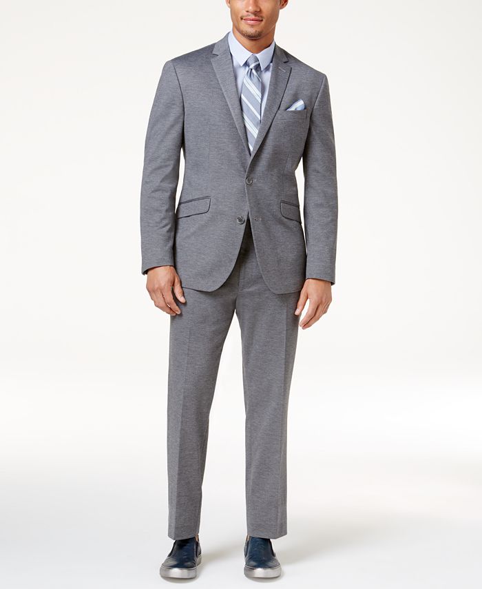 Kenneth Cole Reaction Men's Slim-Fit Medium-Gray Knit Ready Flex Suit ...