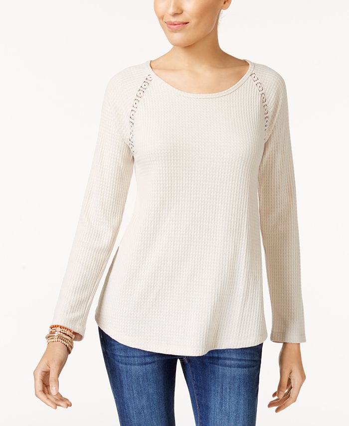Style & Co Petite Crochet-Trim Top, Created for Macy's & Reviews - Tops ...