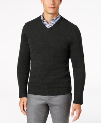 men's grey v neck jumper