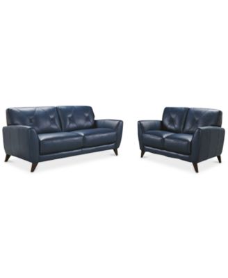Myia 82" Leather Sofa and 62" Loveseat Set, Created for Macy's