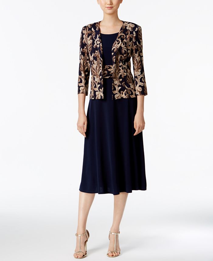 Jessica Howard Empire Dress & Printed Jacket - Macy's