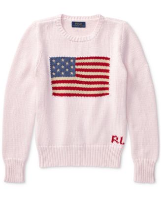 Polo Ralph Lauren Ralph Lauren American Flag Knit Cotton Sweater, Big Girls  - Macy's
