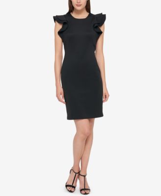 tommy hilfiger scuba sheath dress with flutter sleeves