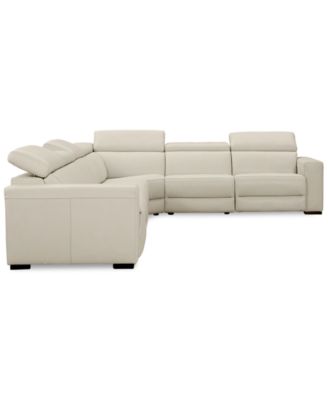 Nevio 6-pc Leather "L" Shaped Sectional Sofa with 2 Power Recliners and Articulating Headrests