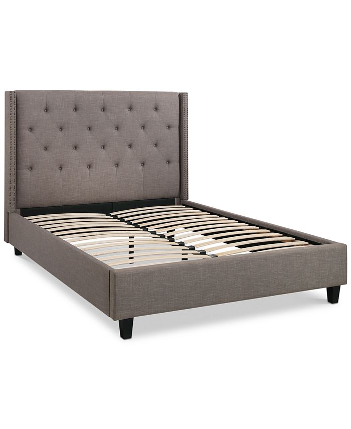 Furniture Michael Tufted Upholstered Platform Bed Queen, Quick Ship