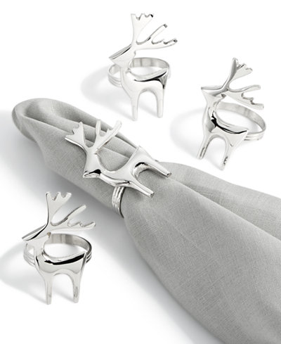 Leila's Linens Reindeer 4-Pc. Napkin Ring Set