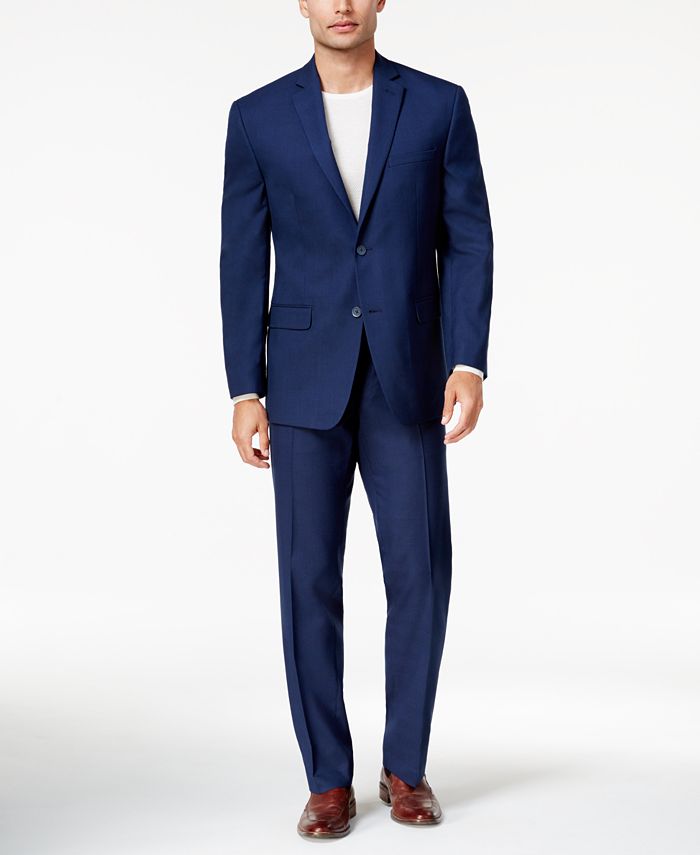 Marc New York by Andrew Marc Men's Classic-Fit Blue Tonal Plaid Suit ...