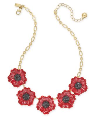 kate spade new york - Gold-Tone Enamel & Stone Poppy Statement Necklace