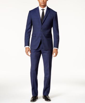 Vince Camuto - Men's Slim-Fit Blue Plaid Suit