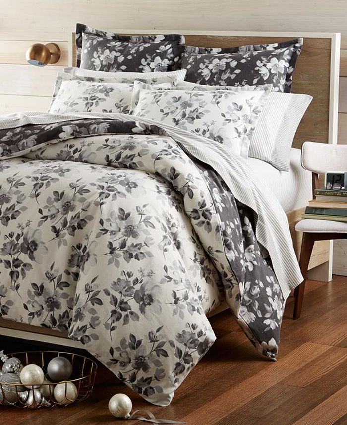 Martha Stewart Collection Montana Plaid Onyx Flannel Twin Duvet