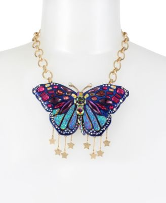 Betsey Johnson Gold-Tone Stone & Crystal Butterfly Pendant Necklace ...