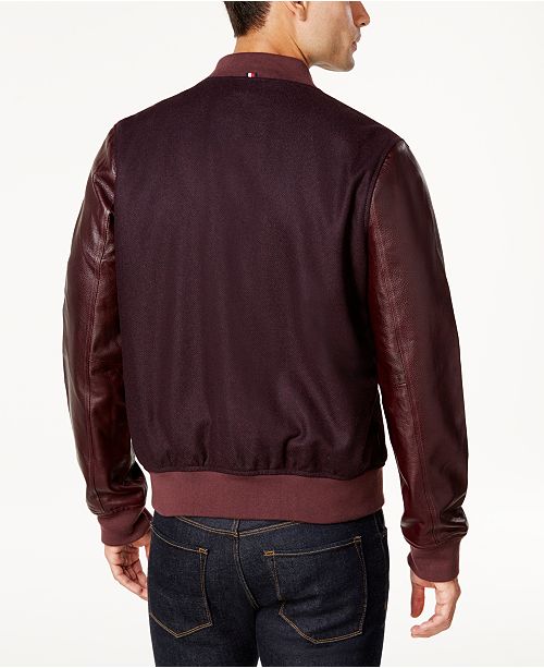 Tommy Hilfiger Men's Cascade Leather-Sleeve Jacket ... (500 x 613 Pixel)