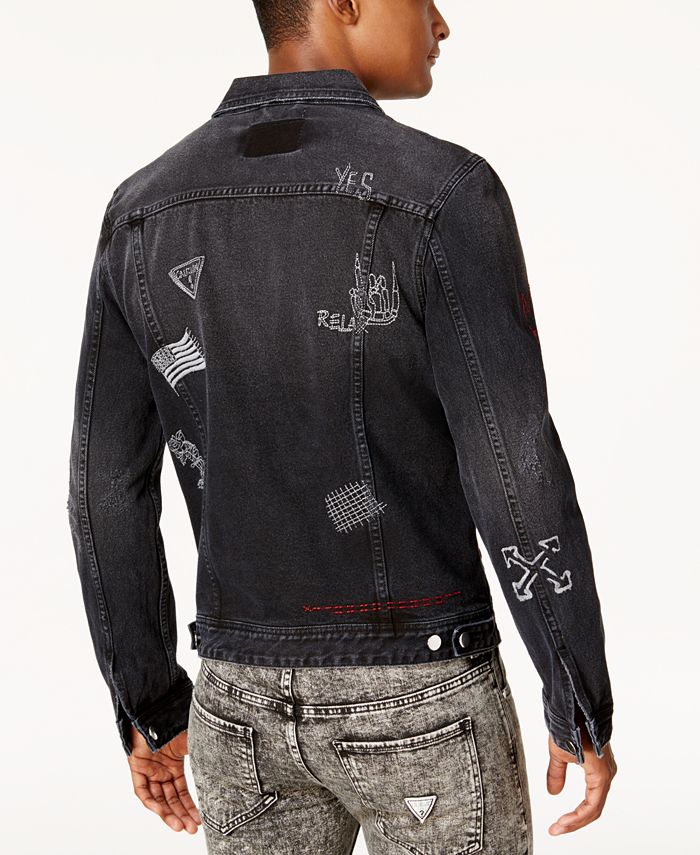 GUESS Men's Deconstructed Denim Jacket, Created For Macy's - Macy's