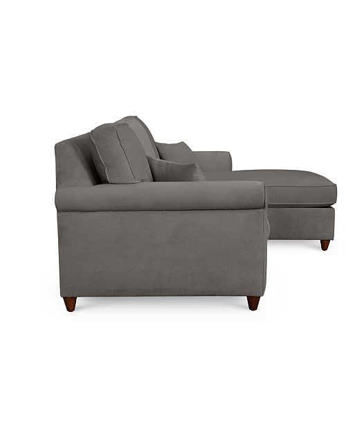 Furniture Lidia 82 Fabric 2 Pc Chaise Sectional Queen Sleeper