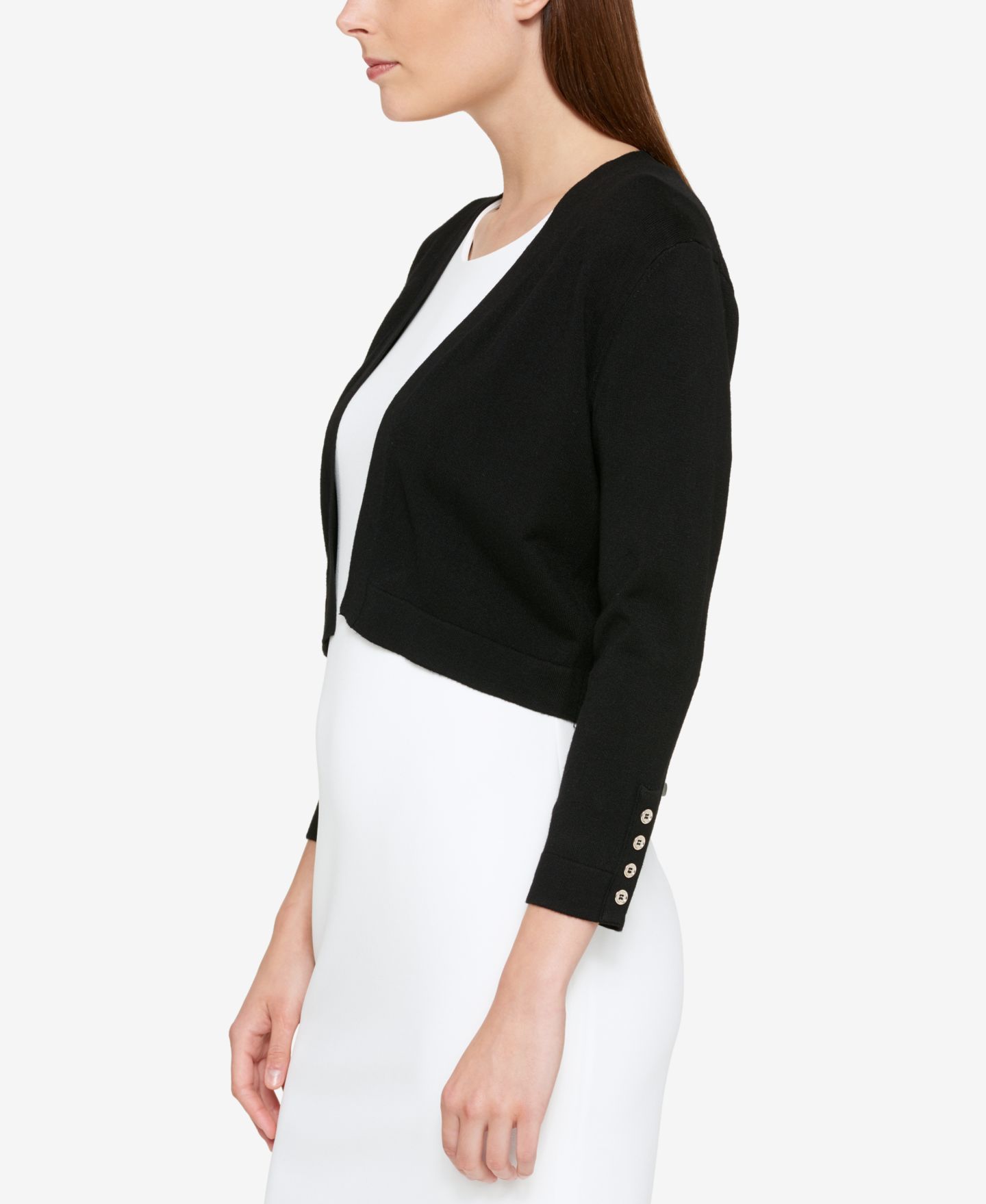 Женский кардиган Tommy Hilfiger Button Sleeve 3/4 Sleeve, цвет: Чёрный — фото 2
