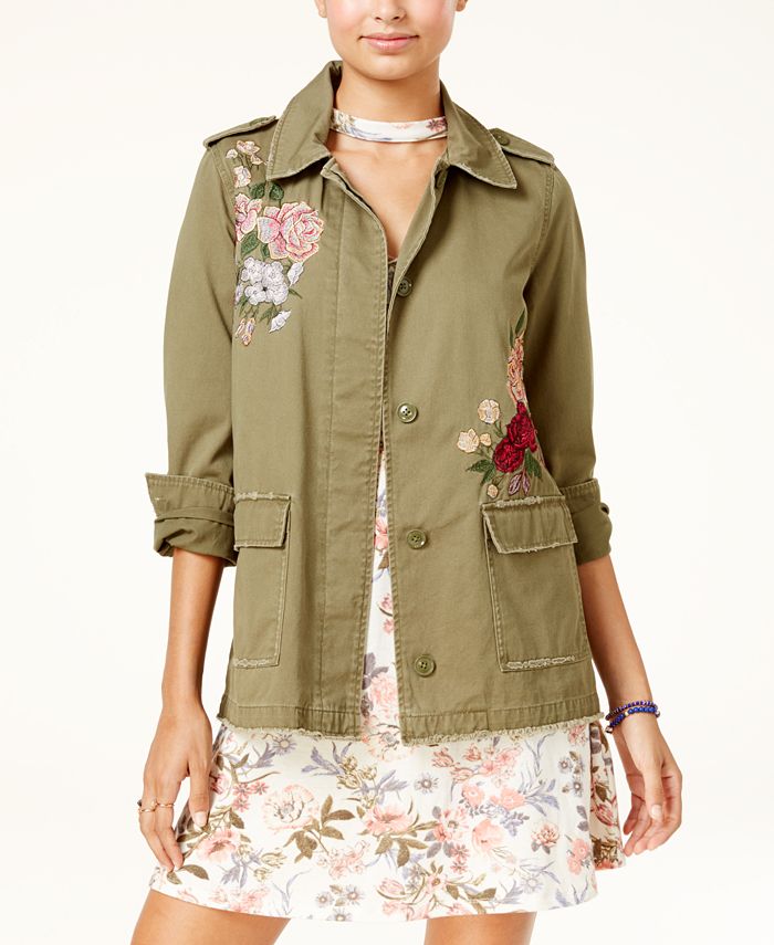 Embroidered cargo deals jacket