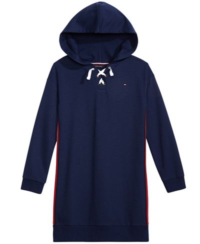 Tommy Hilfiger Lace-Up Hooded Sweatshirt Dress, Big Girls (7-16)